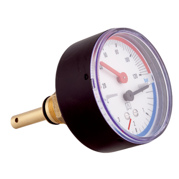 AFRISO Thermo-Manometer TM 63 20/120C 0/4bar G1/2B axial mit Ventil/Adapter SAL 16490 16540